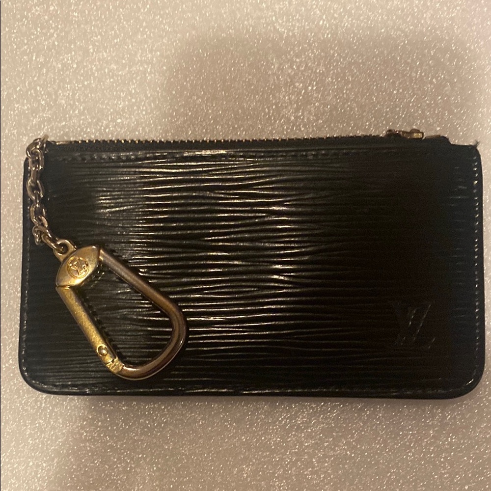 Louis Vuitton Black Epi Key and Card Holder Pouch